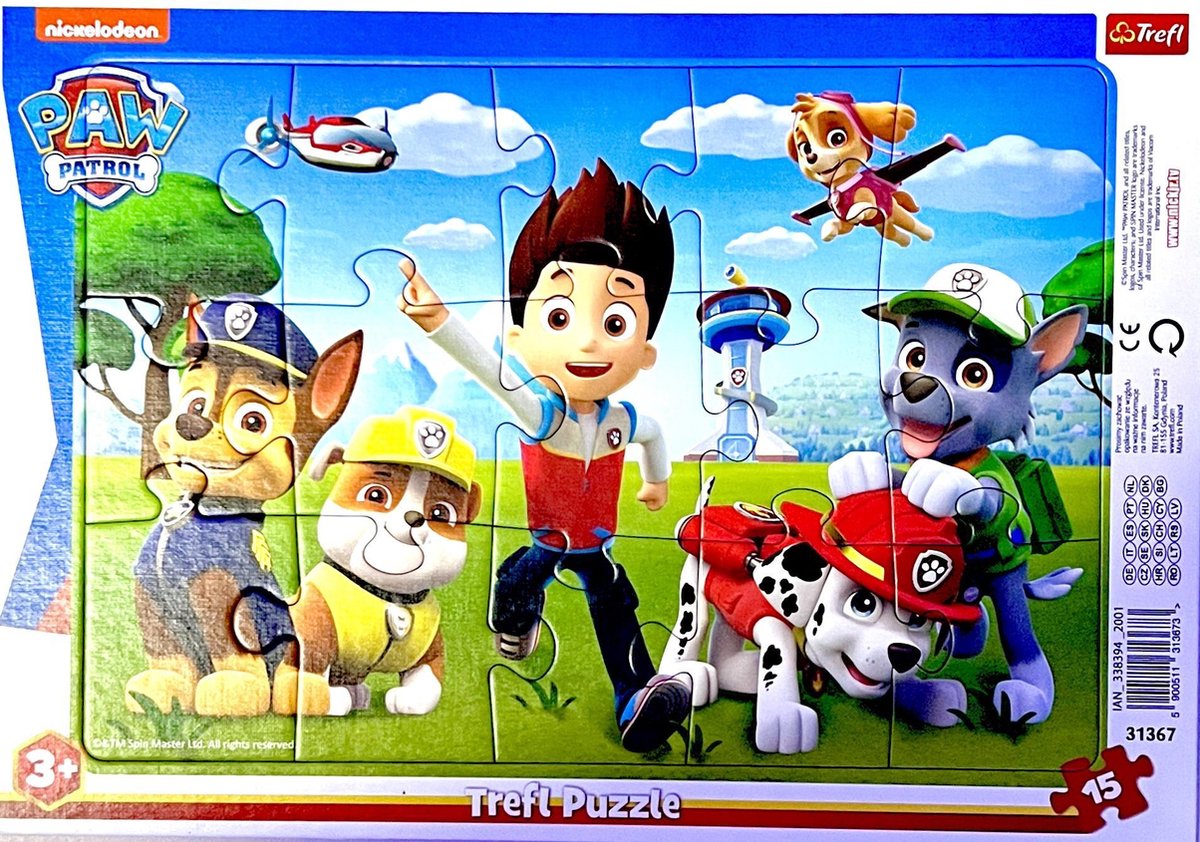 Paw Patrol Puzzel | 15 Stukjes | Nickelodeon | Vanaf 3 Jaar